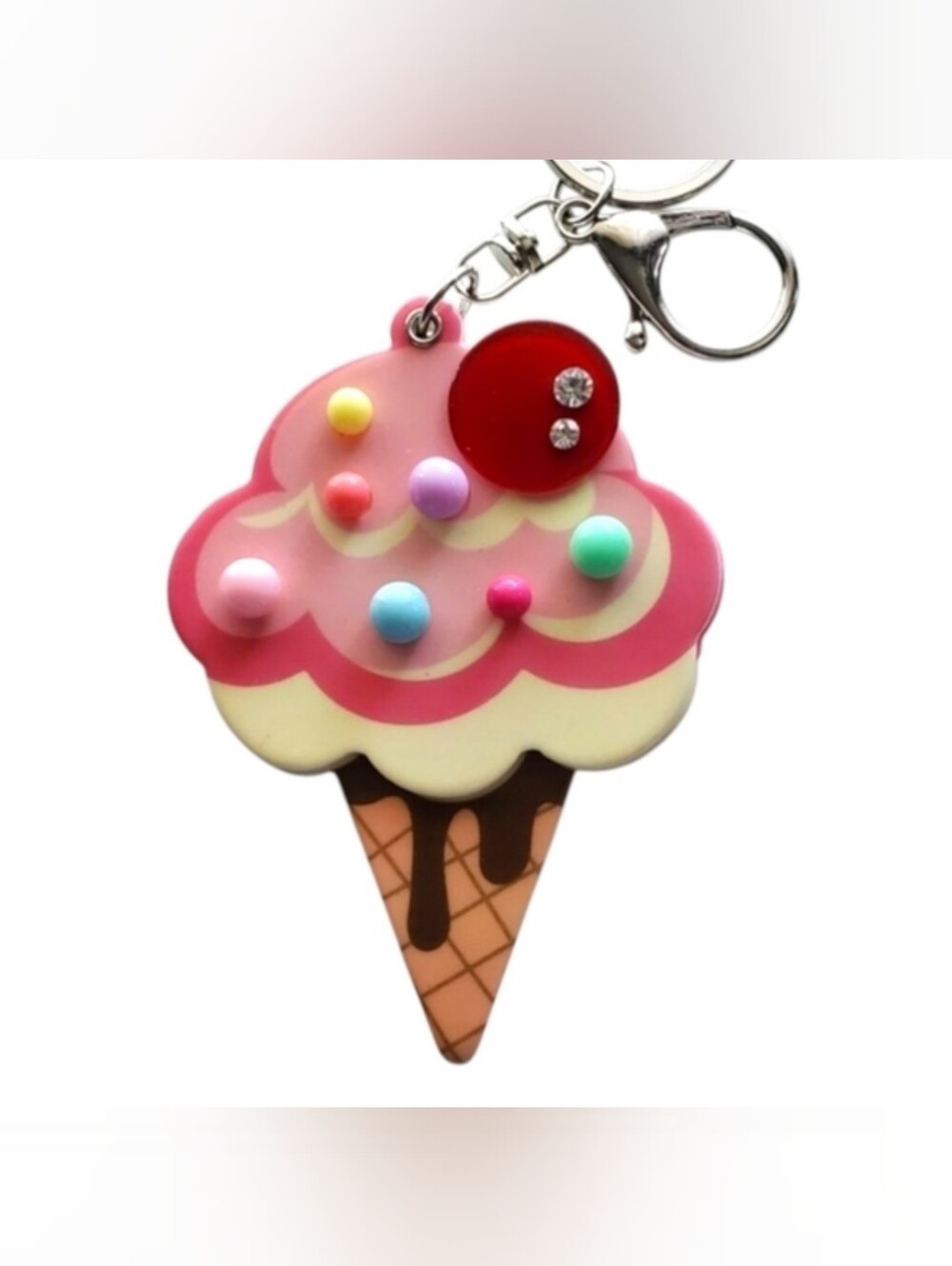 Novelty Bag Charm - Ice Cream Keychain with Mirror